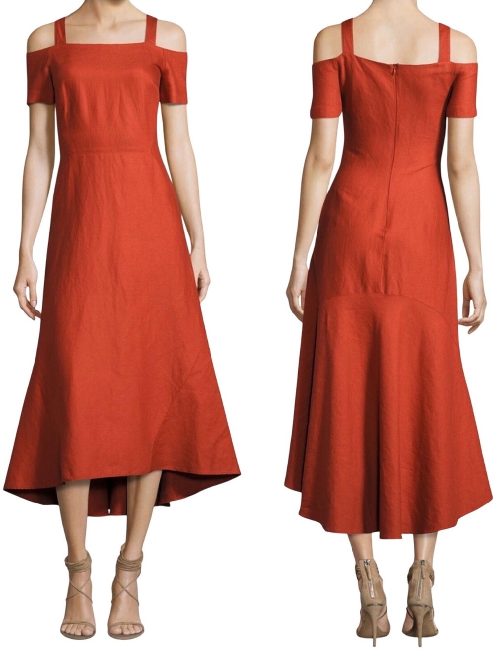 A.L.C. Rust Cold-Shoulder High-Low Dress - Picture 2 of 12